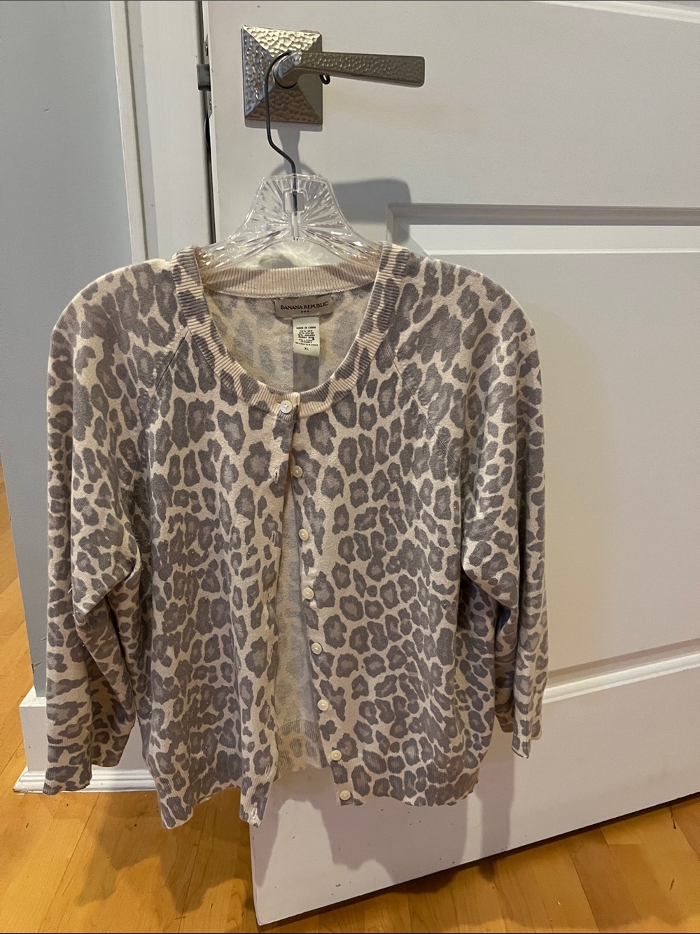 Banana Republic Taupe and Cream Leopard Print Cardigan